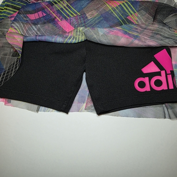 ADIDAS Girl Sport Skort with Tutu  Pink Blsck Size 6X - Picture 4 of 5